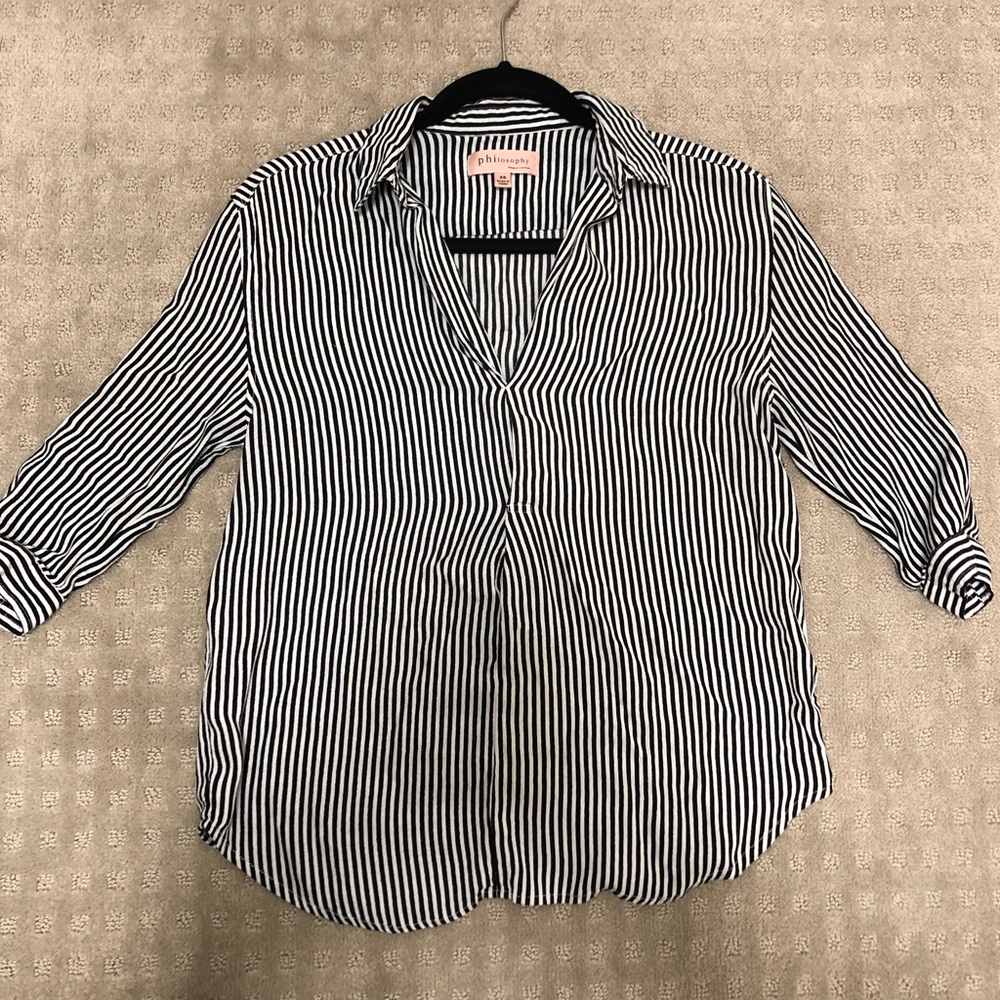 Black and white striped blouse